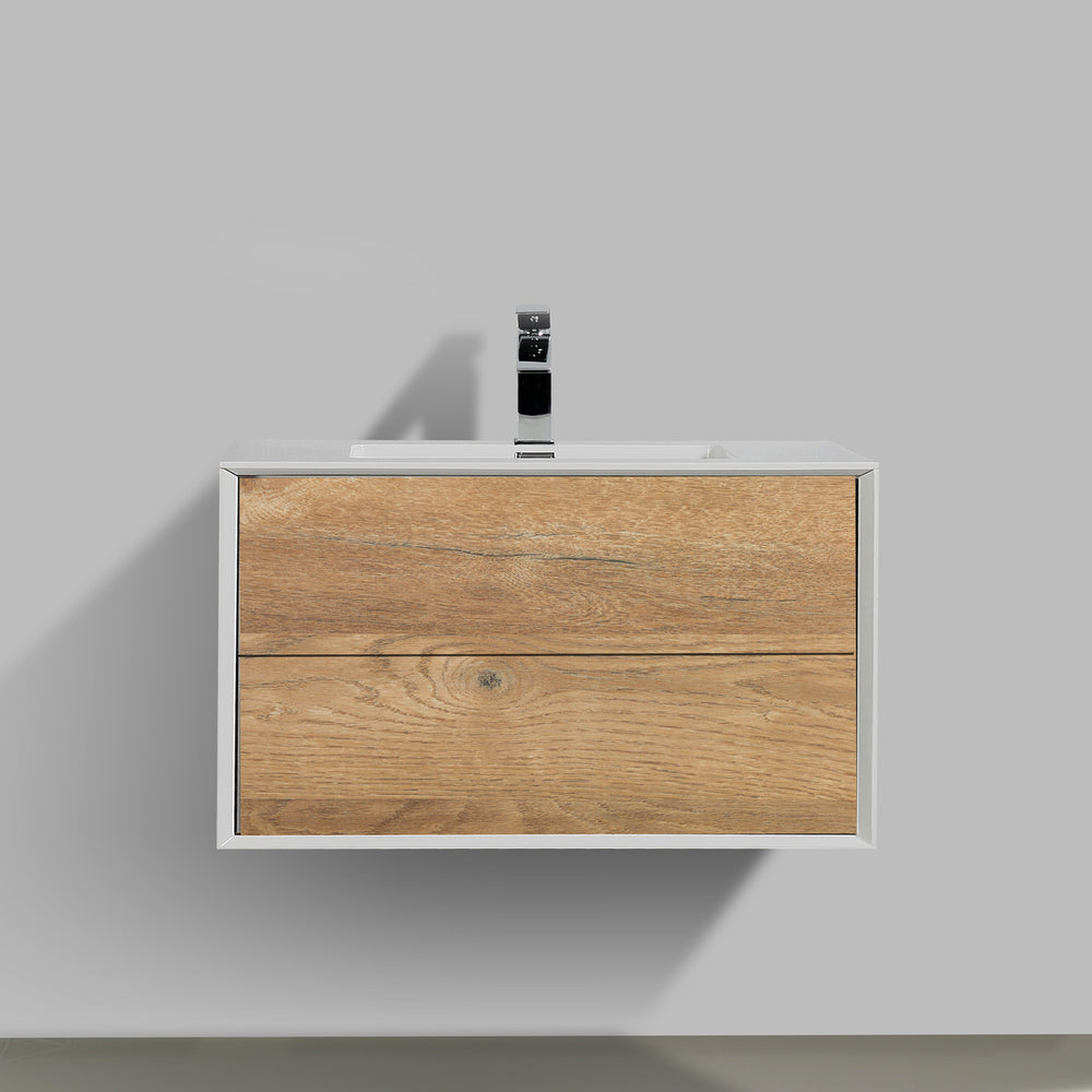 BAI 0721 Wall Hung 36-inch Bathroom Vanity in Rough Oak Finish