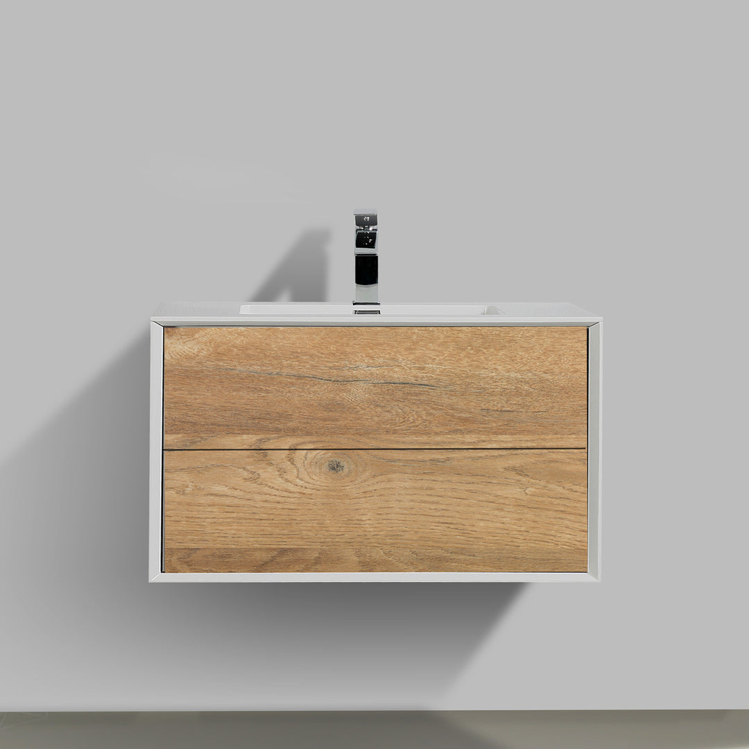 BAI 0721 Wall Hung 36-inch Bathroom Vanity in Rough Oak Finish