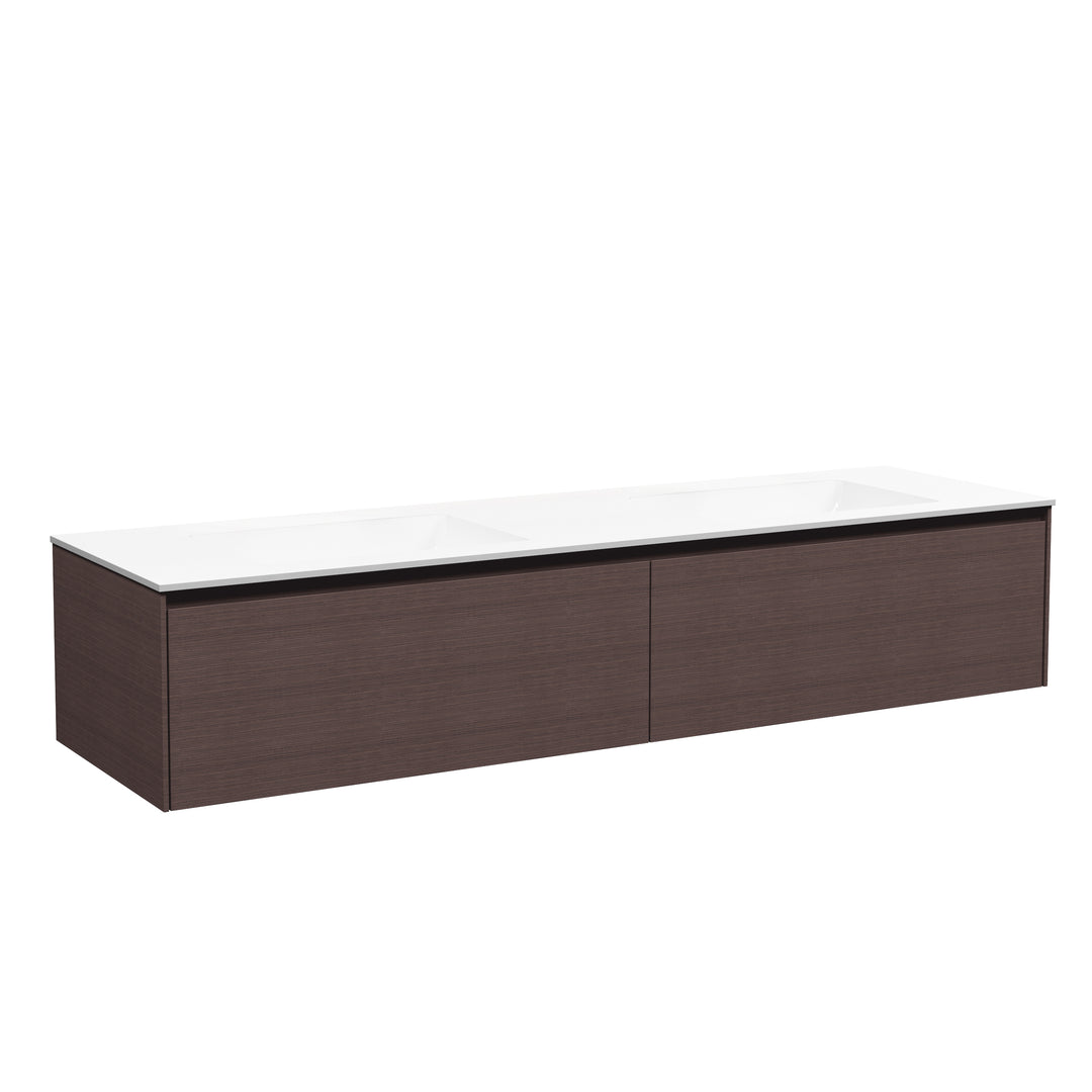 BAI 0723 Wall Hung 71-inch Bathroom Vanity in Cloth Walnut Finish
