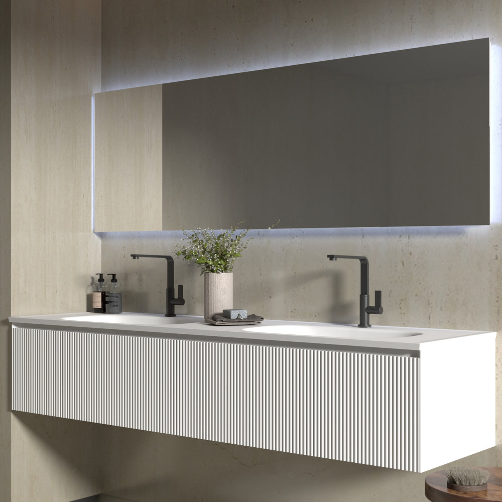 BAI 0724 Wall Hung 71-inch Bathroom Vanity in Matte White Finish