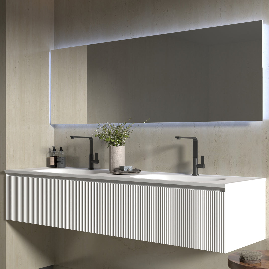 BAI 0724 Wall Hung 71-inch Bathroom Vanity in Matte White Finish
