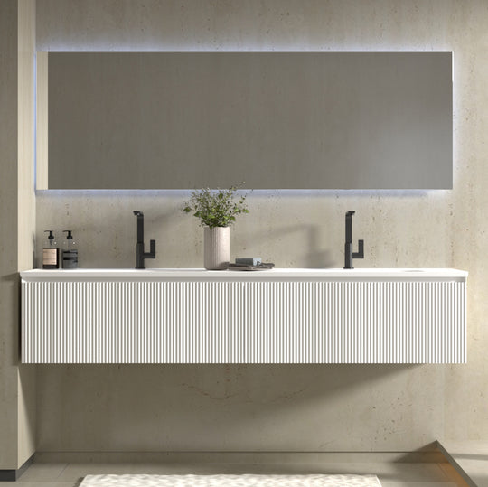 BAI 0724 Wall Hung 71-inch Bathroom Vanity in Matte White Finish