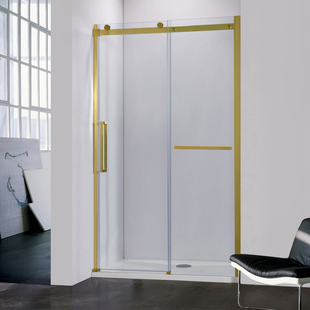 BAI 0921 Frameless 60-inch Sliding Glass Shower Enclosure (Brushed Gold)
