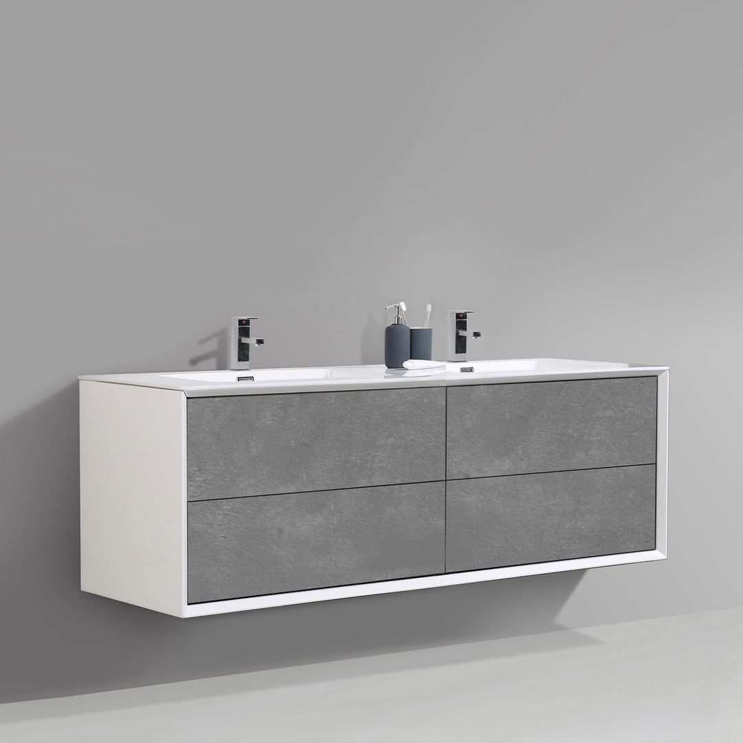 BAI 1706 Wall Hung 59-inch Bathroom Vanity in Stone Gray Finish