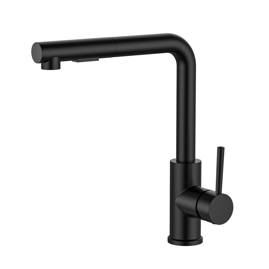 BAI 2614 Single Handle Kitchen Faucet with Pull Down System in Matte Black Finish
