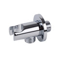 BAI 44020 round wall mounted handheld shower head wand holder water supply elbow in polished chrome finish.