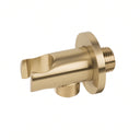 BAI 44023 round wall mounted handheld shower head wand holder water supply elbow in brushed gold finish.