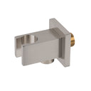 BAI 44031 square shaped wall mounted handheld shower head wand holder water supply elbow in brushed nickel finish.