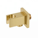 BAI 44033 square shaped wall mounted handheld shower head wand holder water supply elbow in brushed gold finish.
