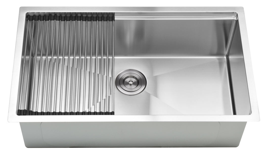 BAI 1287 Stainless Steel 16 Gauge Kitchen Sink Handmade 32-inch Undermount Workstation Single Bowl