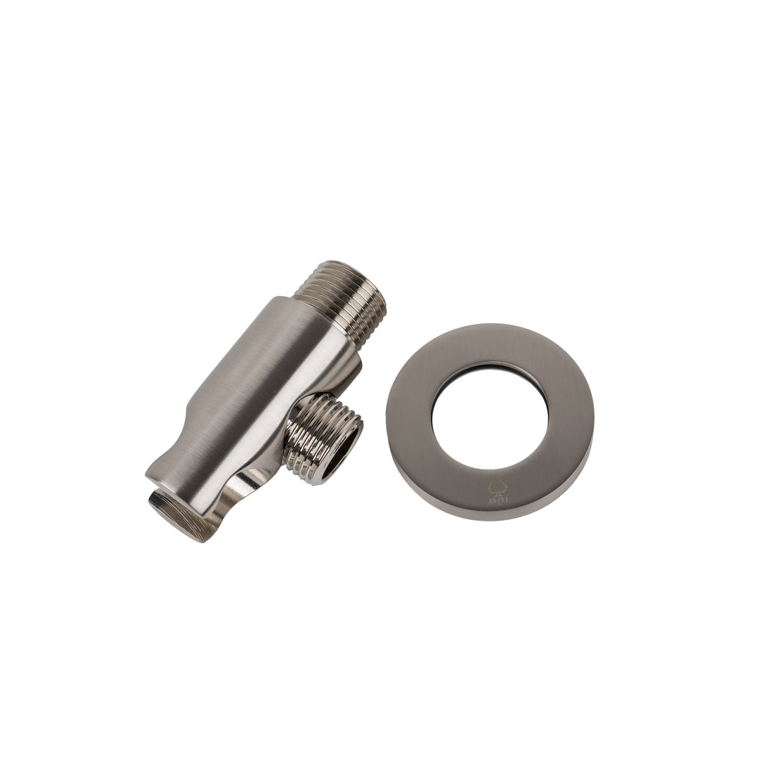 BAI 0164 Wall Mounted Handheld Shower Holder with Integrated Hose Connection in Brushed Nickel Finish