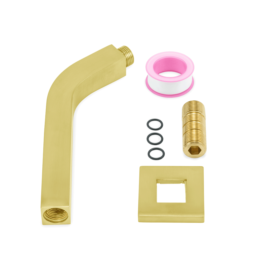 BAI 0475 Wall Mounted 45 Degree 9-inch Shower Head Arm in Brushed Gold Finish
