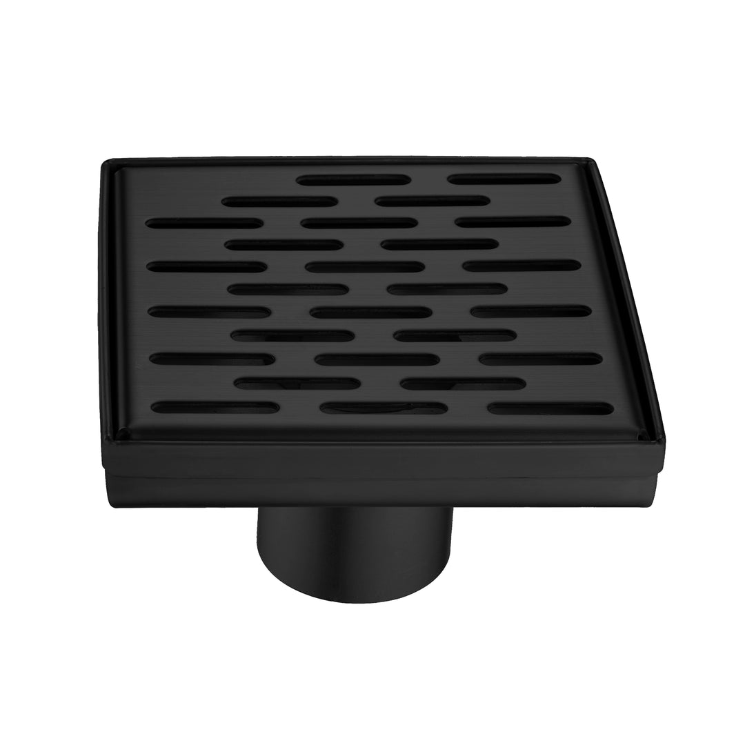 BAI 0524 Stainless Steel 5-inch Square Shower Drain in Matte Black