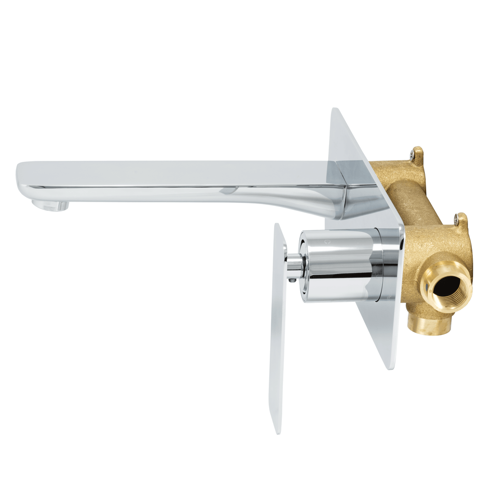 BAI 0680 Single Handle Contemporary Wall Mounted Bathroom Faucet in Polished Chrome Finish