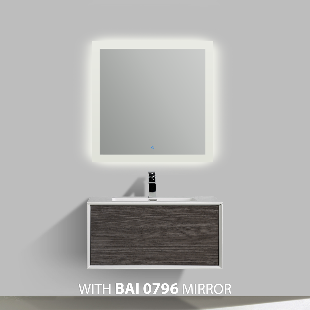 BAI 0700 Wall Hung 36-inch Bathroom Vanity in Graphite Wood Finish