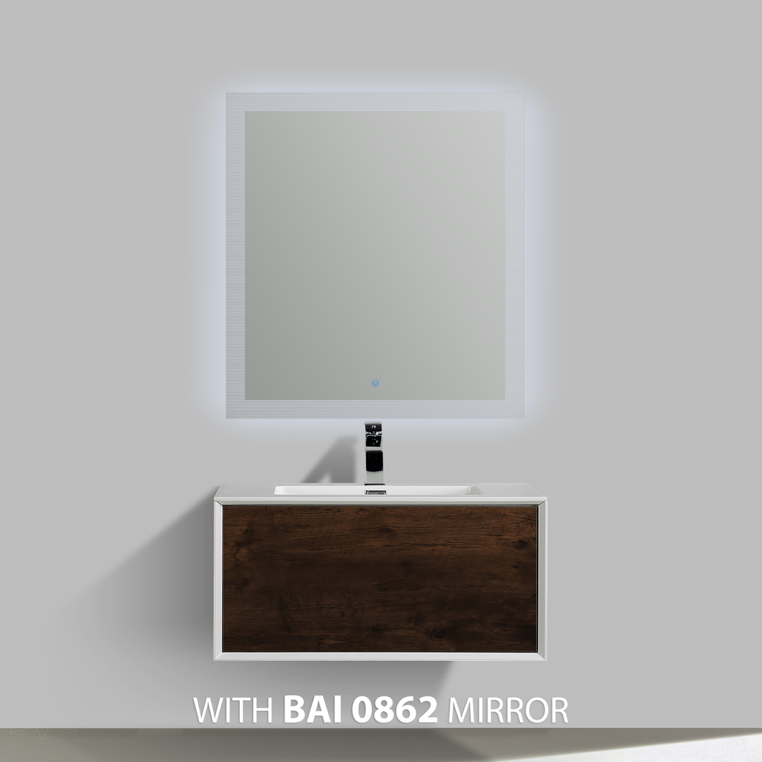 BAI 0701 Wall Hung 36-inch Bathroom Vanity in Rose Wood Finish