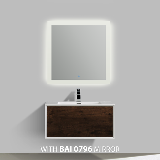 BAI 0701 Wall Hung 36-inch Bathroom Vanity in Rose Wood Finish