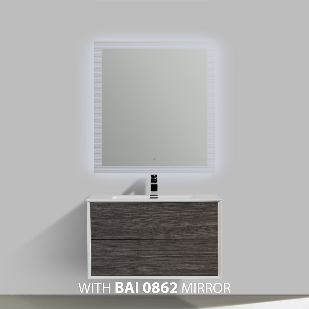 BAI 0704 Wall Hung 36-inch Bathroom Vanity in Graphite Wood Finish