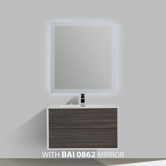 BAI 0704 Wall Hung 36-inch Bathroom Vanity in Graphite Wood Finish