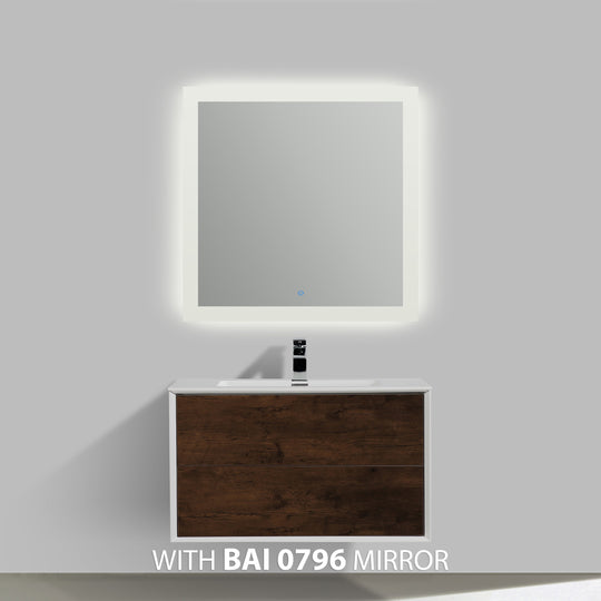 BAI 0705 Wall Hung 36-inch Bathroom Vanity in Rose Wood Finish