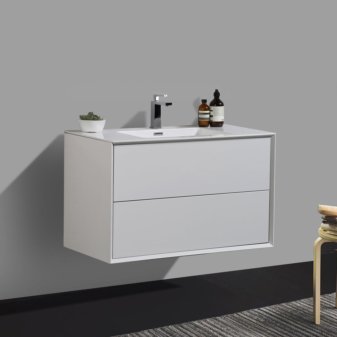 BAI 0706 Wall Hung 36-inch Bathroom Vanity in Gloss White Finish