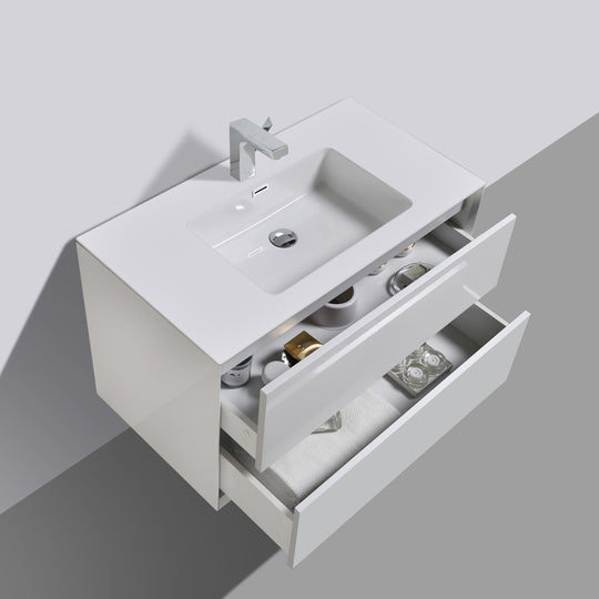 BAI 0706 Wall Hung 36-inch Bathroom Vanity in Gloss White Finish