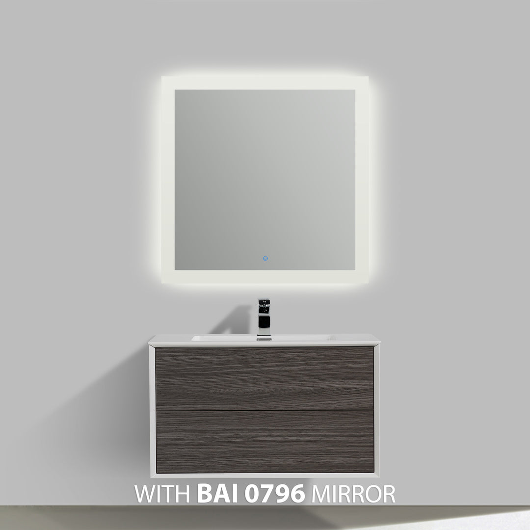 BAI 0704 Wall Hung 36-inch Bathroom Vanity in Graphite Wood Finish