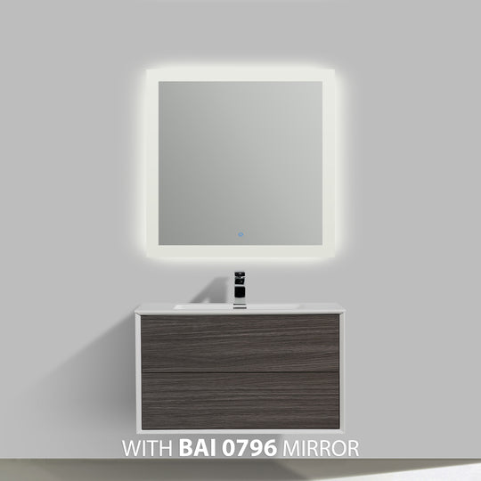 BAI 0704 Wall Hung 36-inch Bathroom Vanity in Graphite Wood Finish