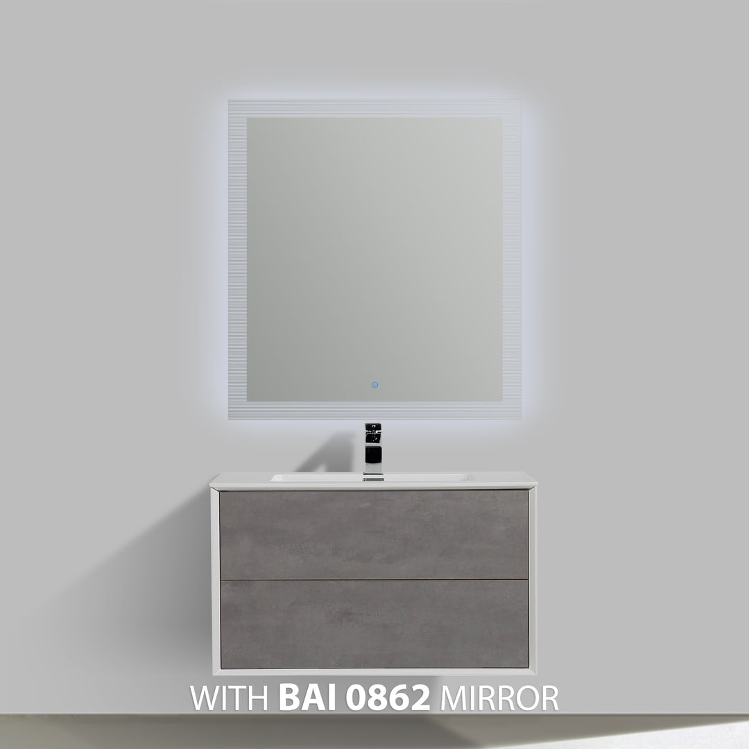 BAI 0707 Wall Hung 36-inch Bathroom Vanity in Stone Gray Finish