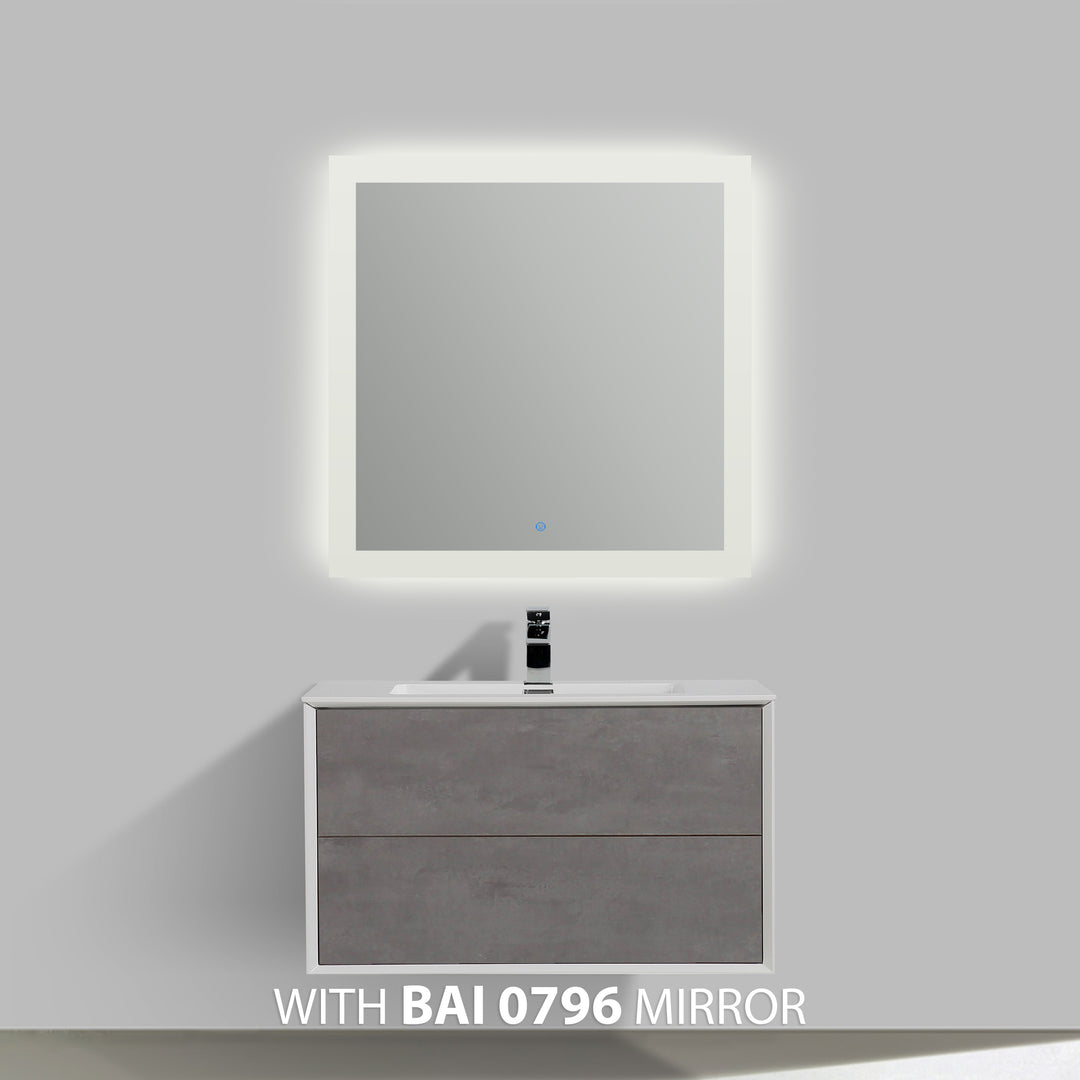 BAI 0707 Wall Hung 36-inch Bathroom Vanity in Stone Gray Finish