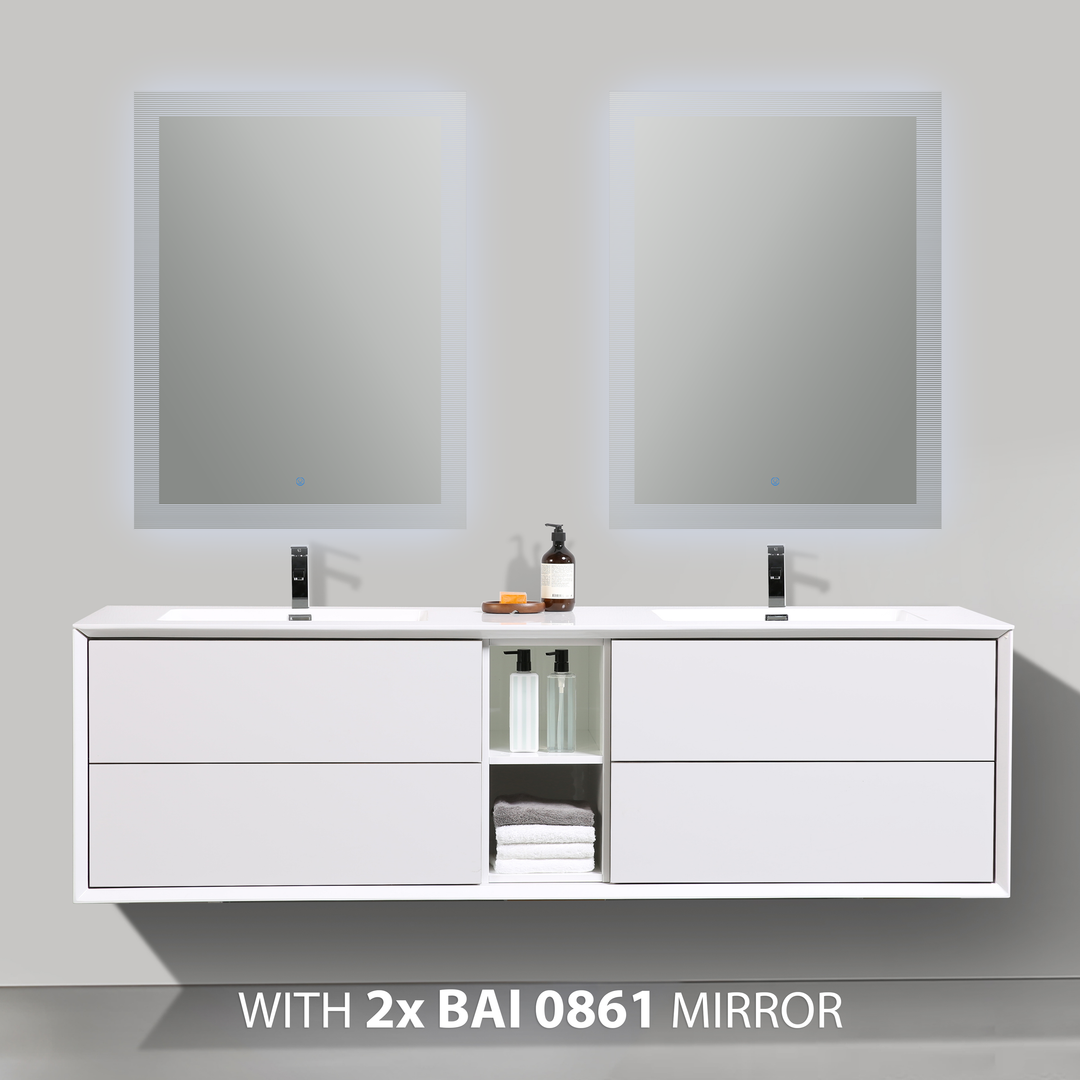 BAI 0710 Wall Hung 75-inch Bathroom Vanity in Gloss White Finish