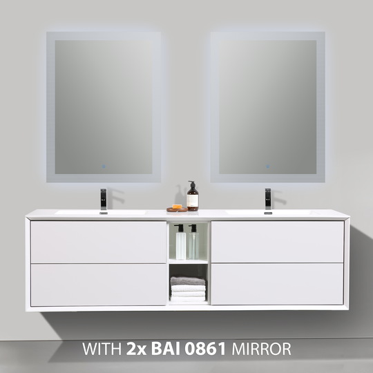 BAI 0710 Wall Hung 75-inch Bathroom Vanity in Gloss White Finish