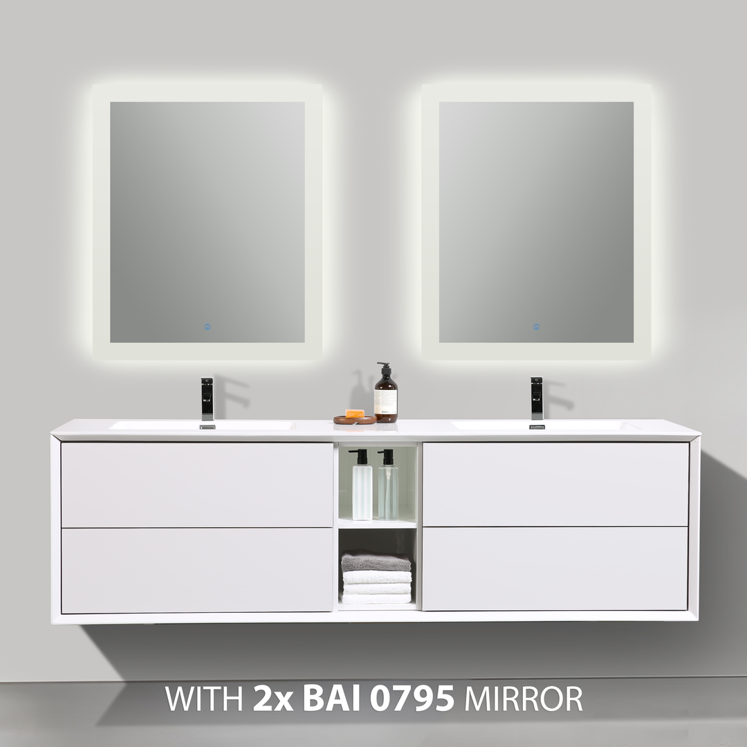 BAI 0710 Wall Hung 75-inch Bathroom Vanity in Gloss White Finish