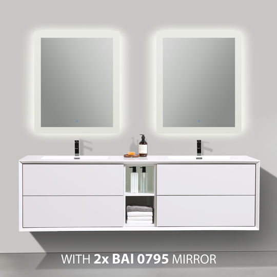 BAI 0710 Wall Hung 75-inch Bathroom Vanity in Gloss White Finish