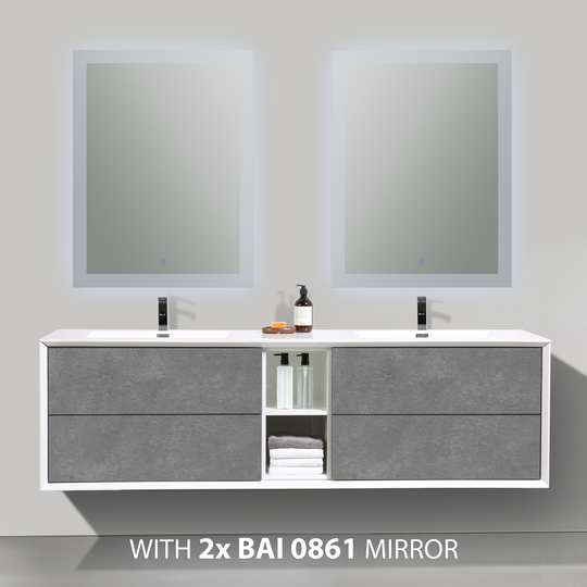 BAI 0711 Wall Hung 75-inch Bathroom Vanity in Stone Gray Finish