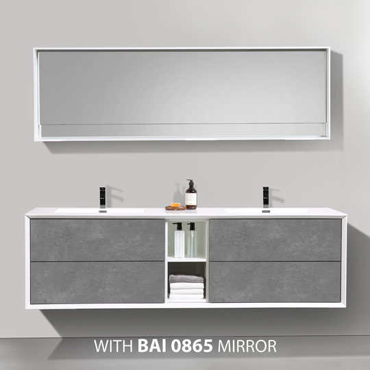 BAI 0711 Wall Hung 75-inch Bathroom Vanity in Stone Gray Finish