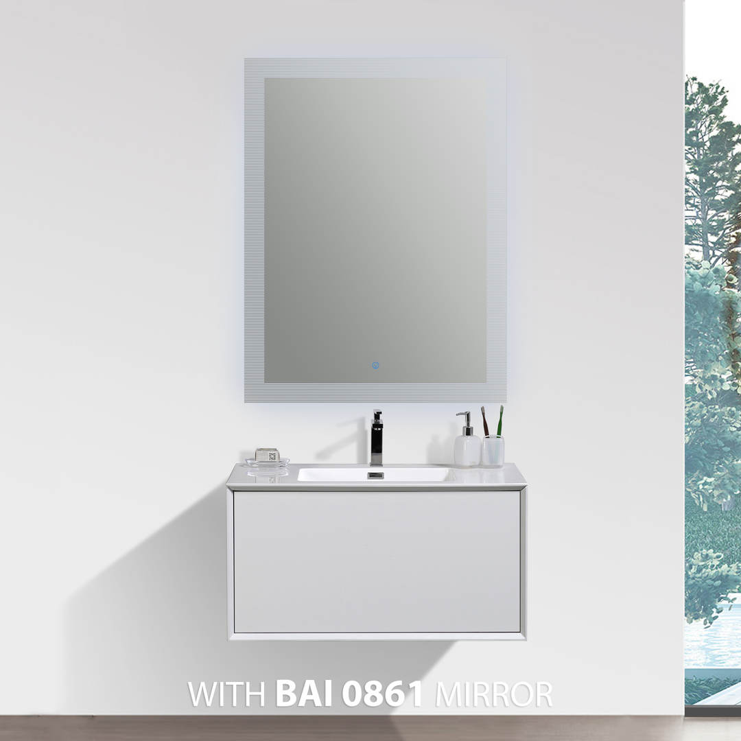 BAI 0714 Wall Hung 30-inch Bathroom Vanity in Gloss White Finish