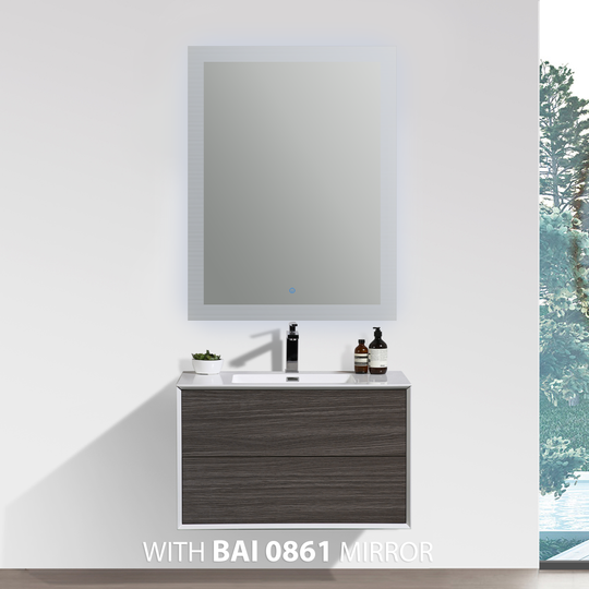 BAI 0716 Wall Hung 30-inch Bathroom Vanity in Graphite Wood Finish