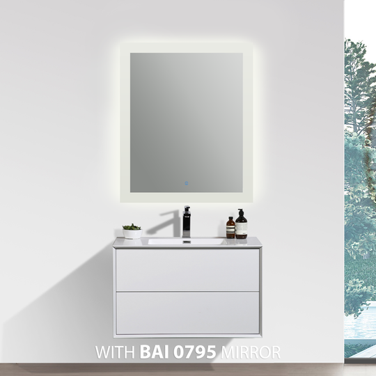 BAI 0718 Wall Hung 30-inch Bathroom Vanity in Gloss White Finish