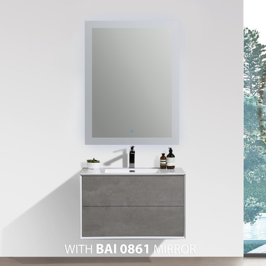 BAI 0719 Wall Hung 30-inch Bathroom Vanity in Stone Gray Finish