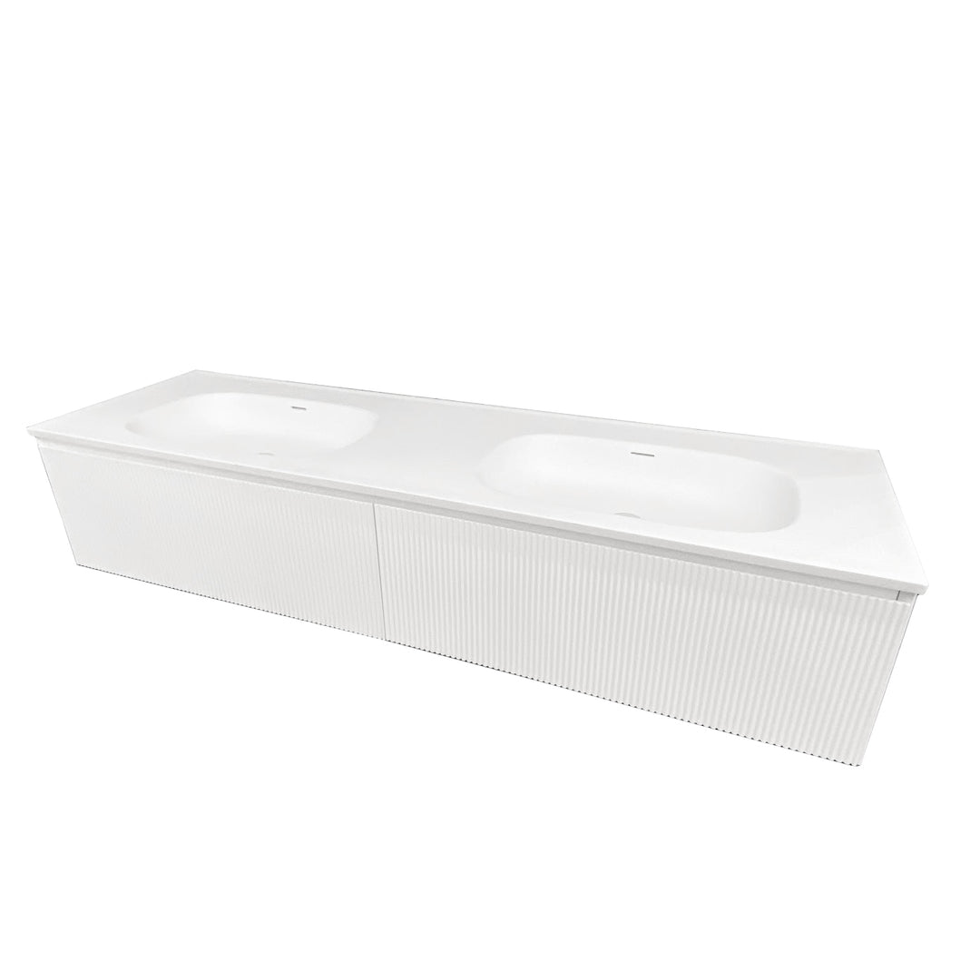 BAI 0724 Wall Hung 71-inch Bathroom Vanity in Matte White Finish