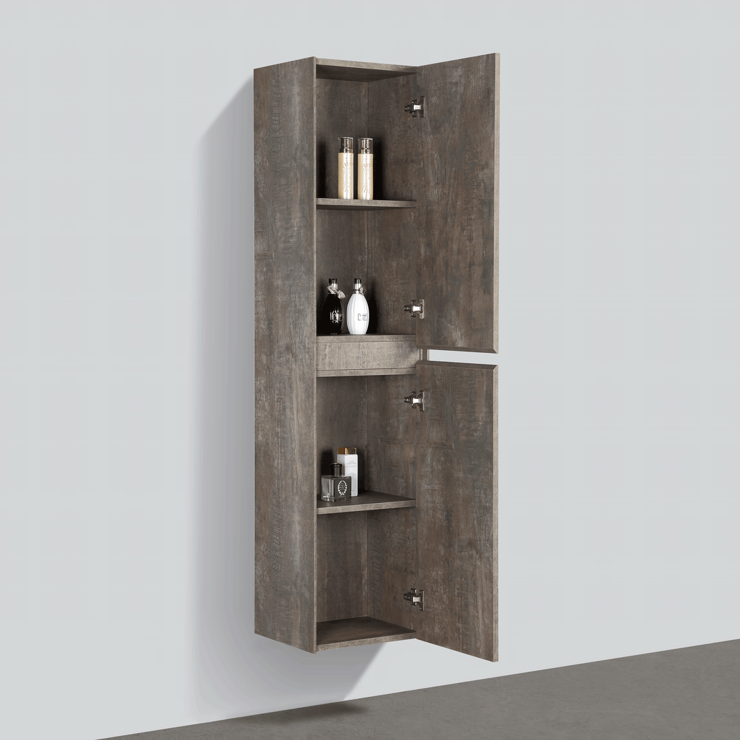 BAI 0748 Wall Hung 16-inch Reversible Bathroom Side Cabinet in Rustic Stone Finish