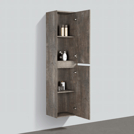 BAI 0748 Wall Hung 16-inch Reversible Bathroom Side Cabinet in Rustic Stone Finish