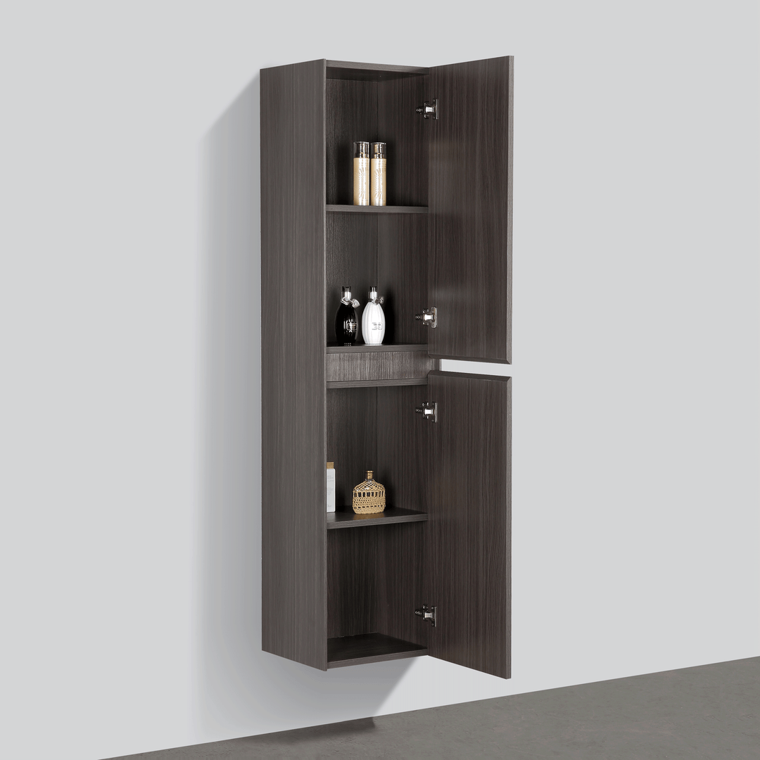 BAI 0749 Wall Hung 16-inch Reversible Bathroom Side Cabinet in Graphite Wood Finish