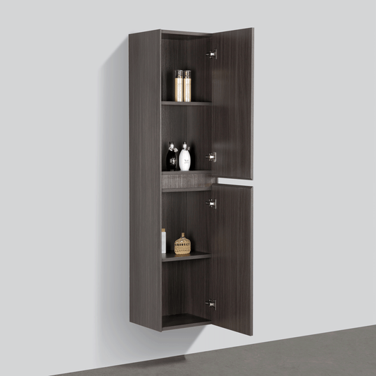 BAI 0749 Wall Hung 16-inch Reversible Bathroom Side Cabinet in Graphite Wood Finish