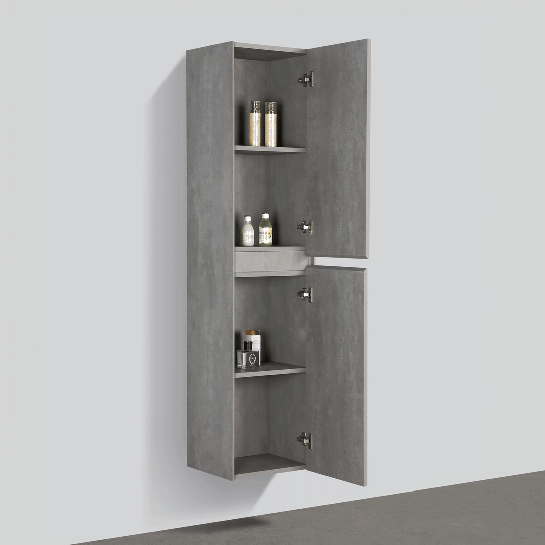 BAI 0750 Wall Hung 16-inch Reversible Bathroom Side Cabinet in Stone Gray Finish