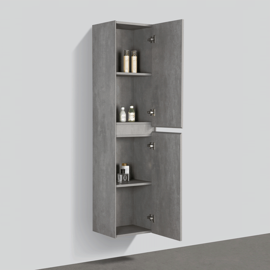 BAI 0750 Wall Hung 16-inch Reversible Bathroom Side Cabinet in Stone Gray Finish