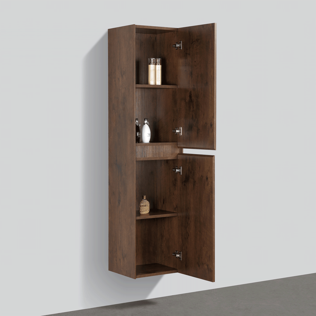 BAI 0751 Wall Hung 16-inch Reversible Bathroom Side Cabinet in Rose Wood Finish