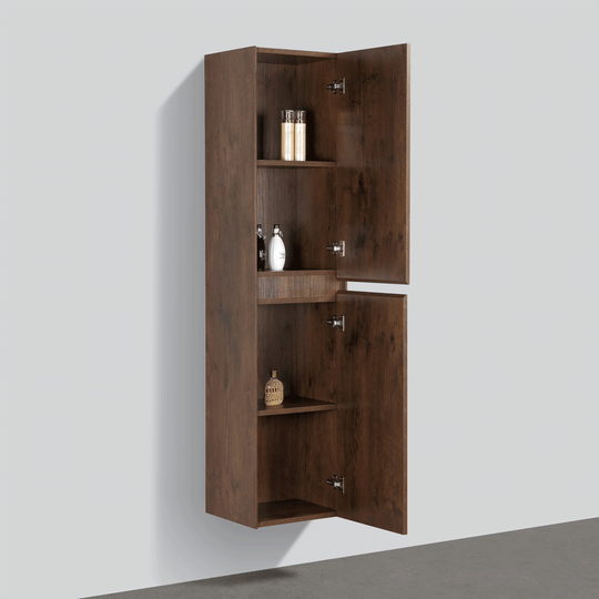 BAI 0751 Wall Hung 16-inch Reversible Bathroom Side Cabinet in Rose Wood Finish