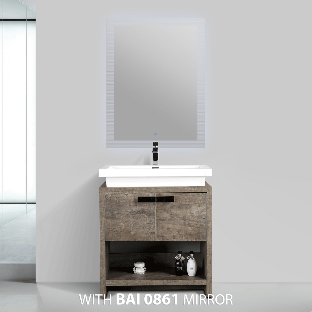 BAI 0753 Floor Standing 30-inch Bathroom Vanity Cabinet in Rustic Stone Finish